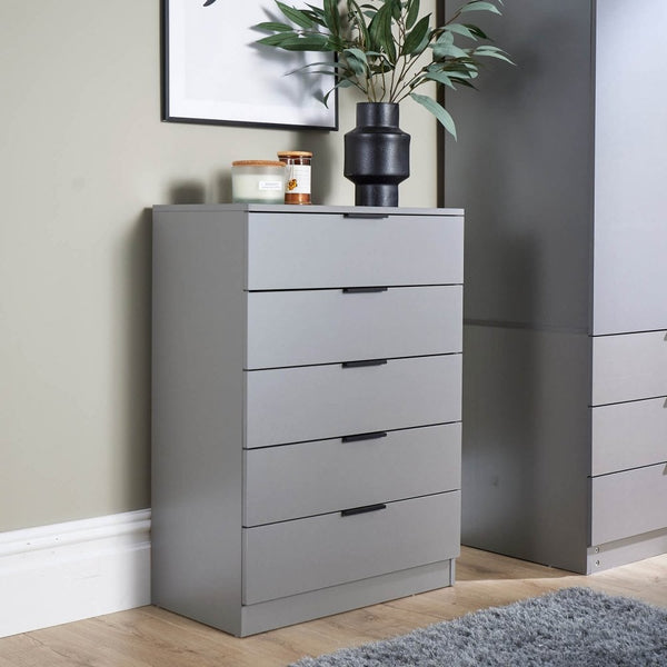 Phoenix Tall Chest of 5 Storage Drawers