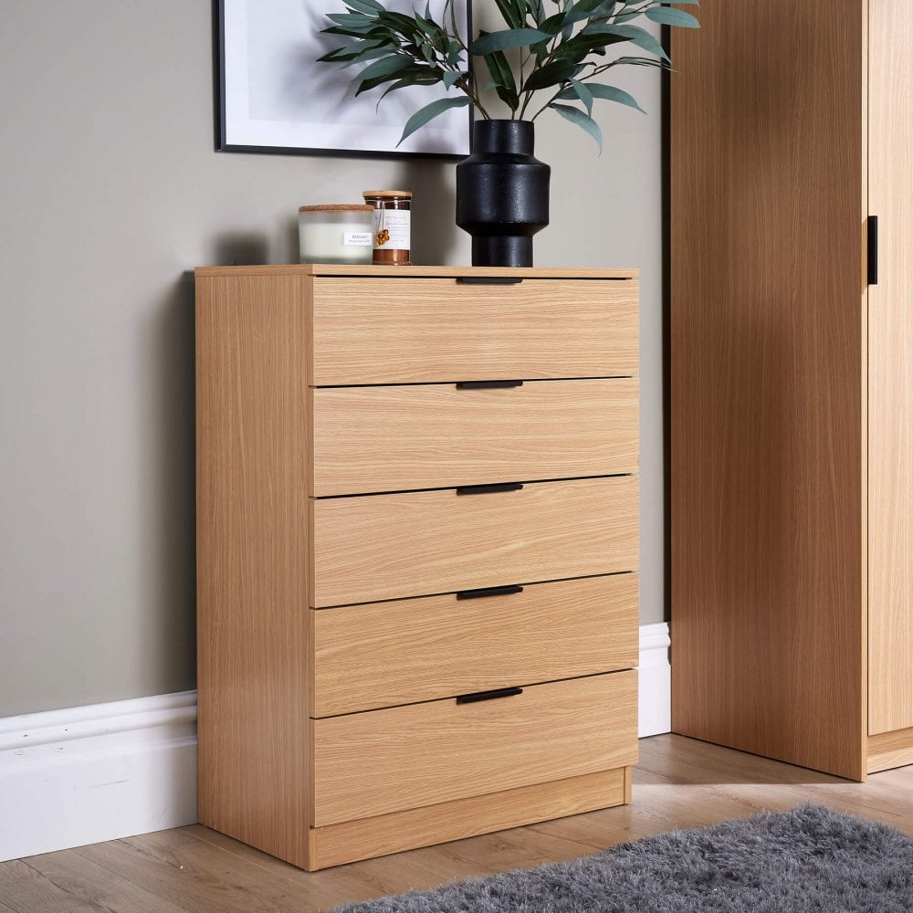 Phoenix Tall Chest of 5 Storage Drawers