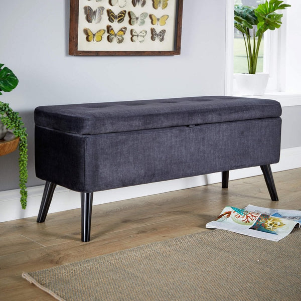 Carson Buttoned Velvet Storage Ottoman