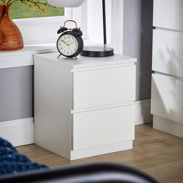 Lugano High Gloss 2 Drawer Bedside Cabinet