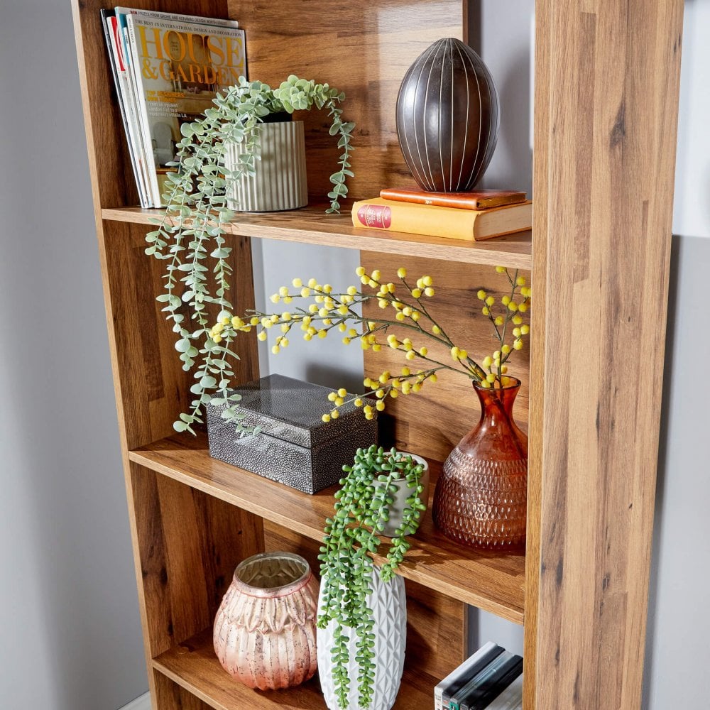 Newton Industrial Textured Oak 4 Tier Bookcase