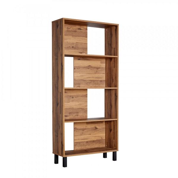 Newton Industrial Textured Oak 4 Tier Bookcase