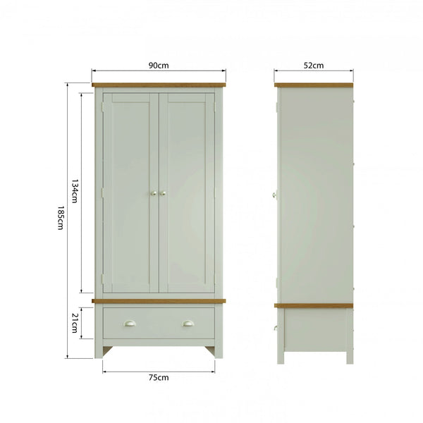 Ramsgate Grey Oak Veneer 2 Door Wardrobe