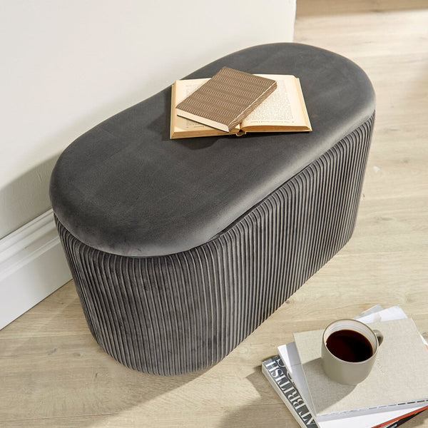 Aurora Pleated Velvet Ottoman