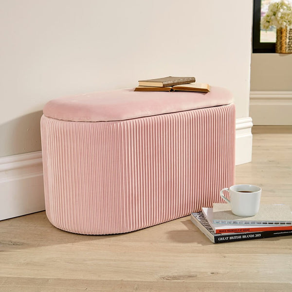 Aurora Pleated Velvet Ottoman