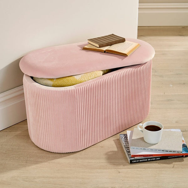 Aurora Pleated Velvet Ottoman
