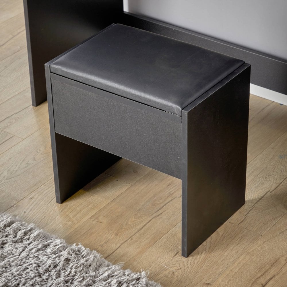 Julia Black Dressing Table with Stool