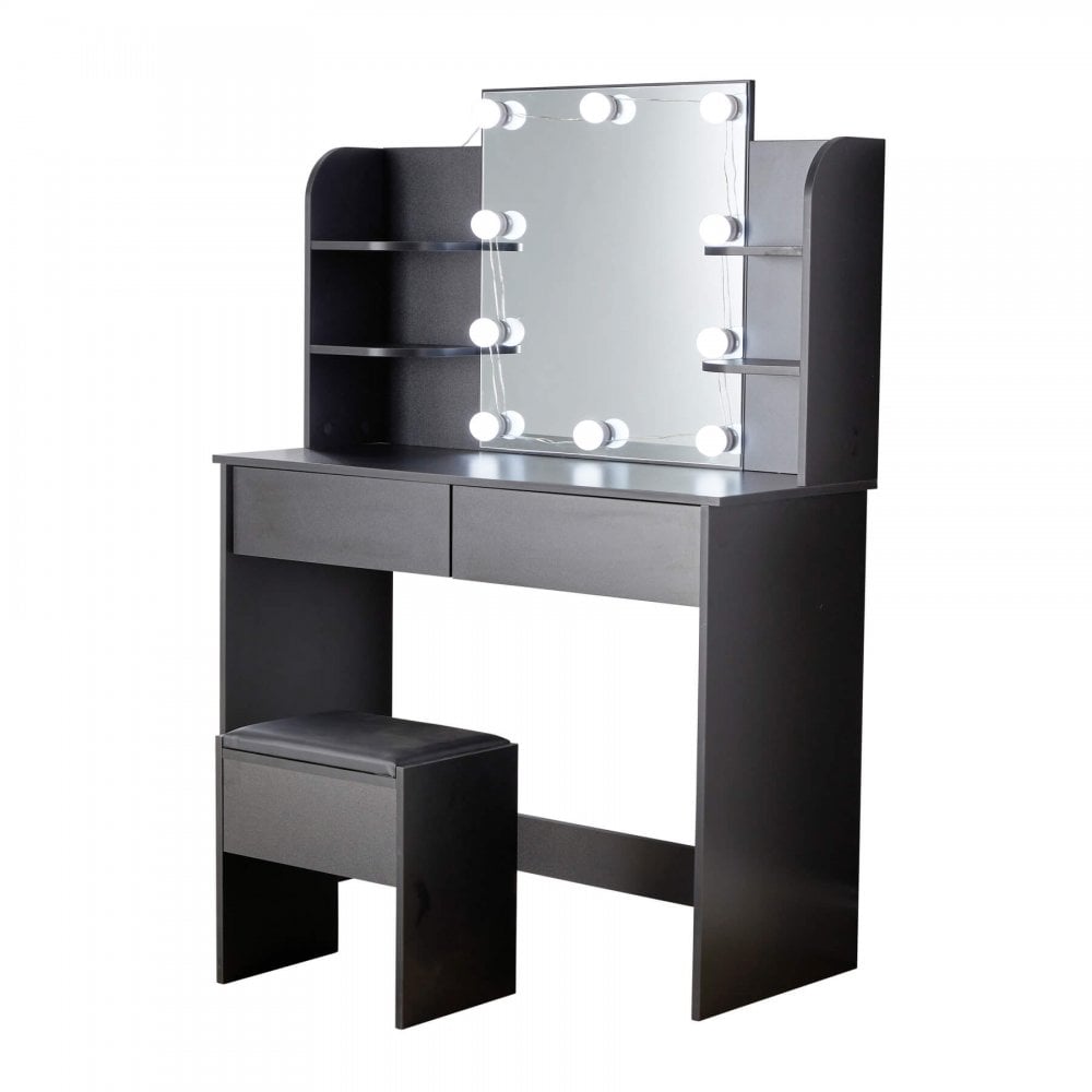 Julia Black Dressing Table with Stool