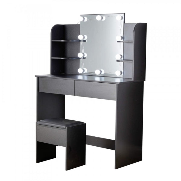 Julia Black Dressing Table with Stool