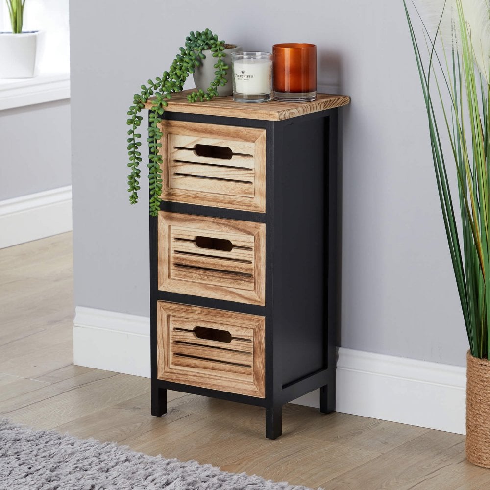 Mostyn Storage Drawers Black & Oak Effect