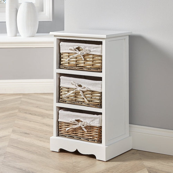 Lichfield 3 Wicker Basket Storage Drawers