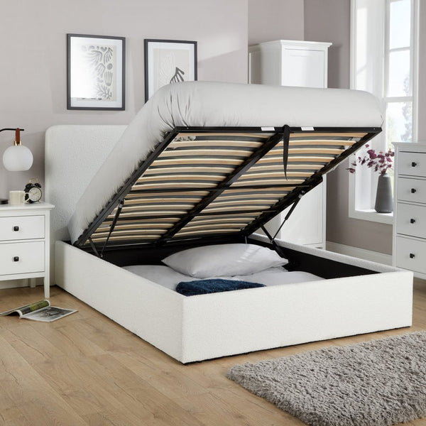 Serenity Cream Boucle Gas Lift Ottoman Bed