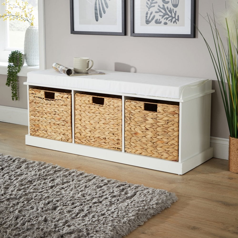 Lapworth 3 Drawer Hallway Storage Bench White