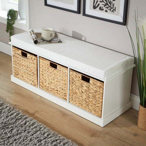 Lapworth 3 Drawer Hallway Storage Bench White