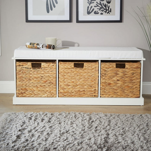 Lapworth 3 Drawer Hallway Storage Bench White