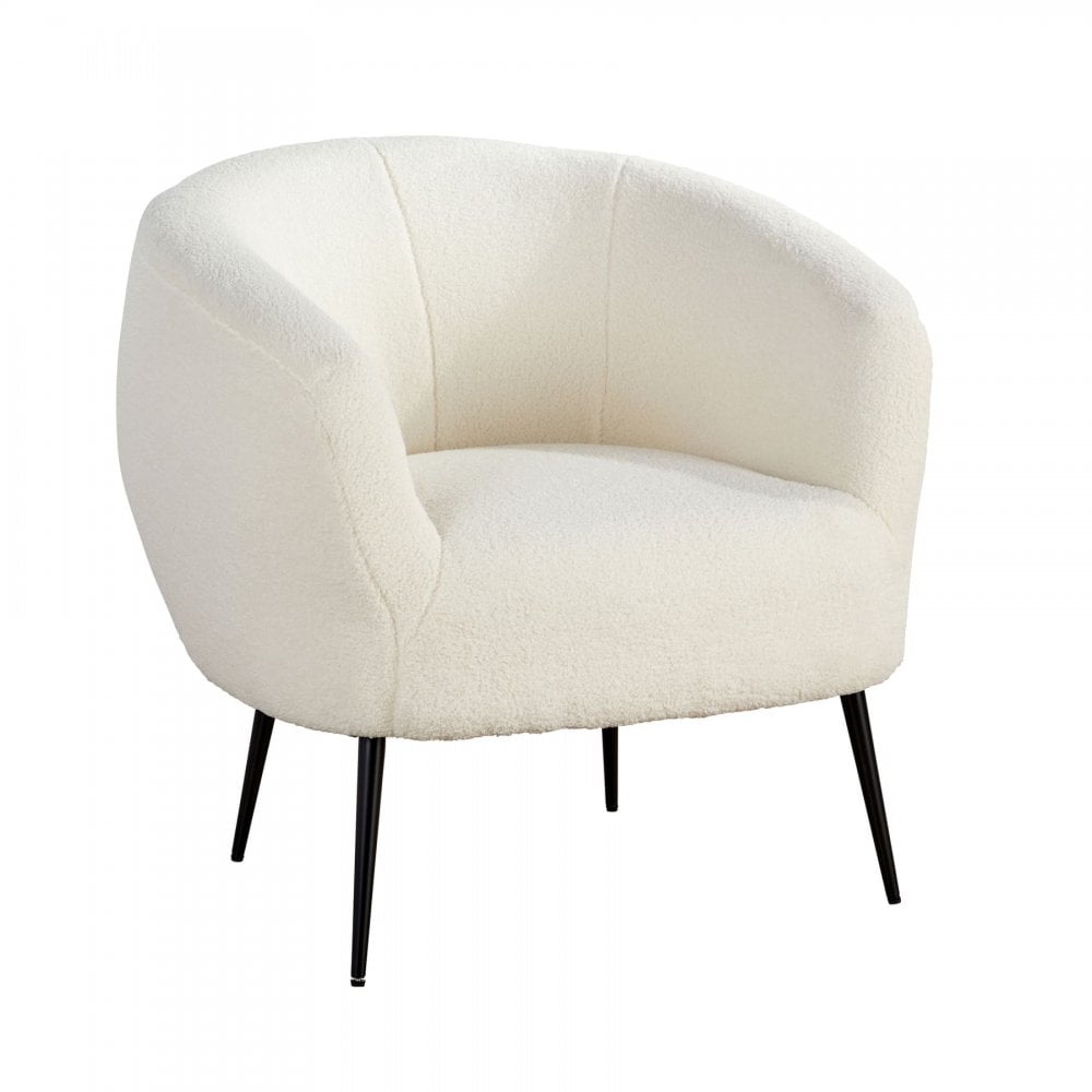 Elko Round Back White Faux Fur Chair