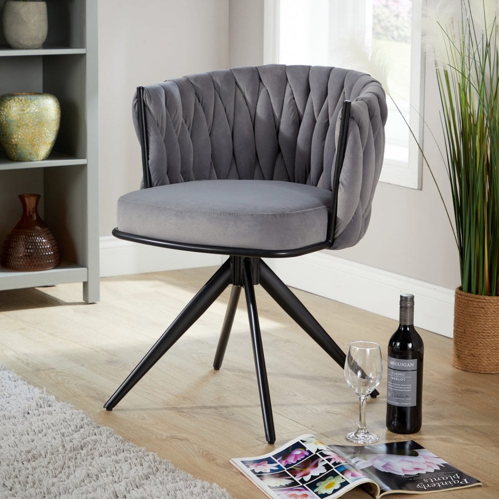 Reno Curved Back Grey Velvet Accent Chair