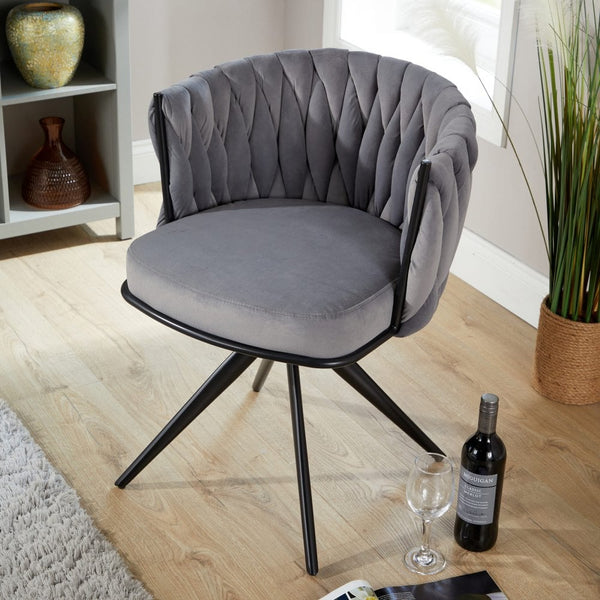 Reno Curved Back Grey Velvet Accent Chair