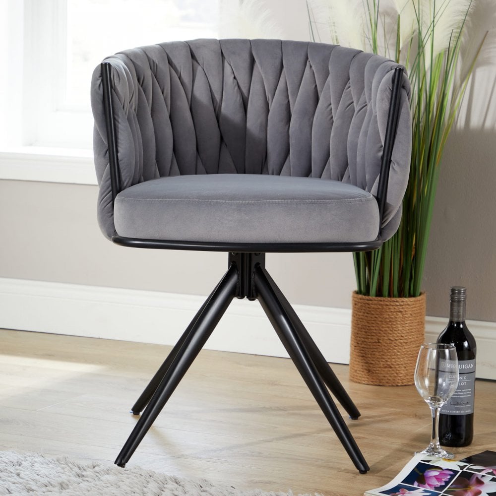 Reno Curved Back Grey Velvet Accent Chair