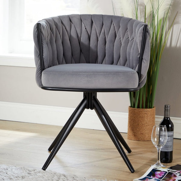 Reno Curved Back Grey Velvet Accent Chair