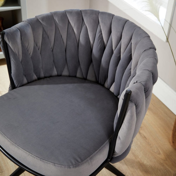 Reno Curved Back Grey Velvet Accent Chair