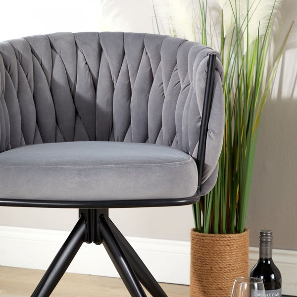 Reno Curved Back Grey Velvet Accent Chair