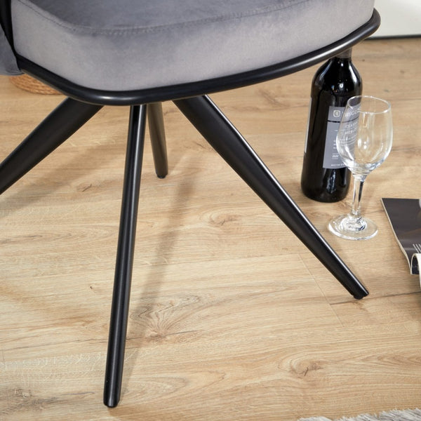 Reno Curved Back Grey Velvet Accent Chair
