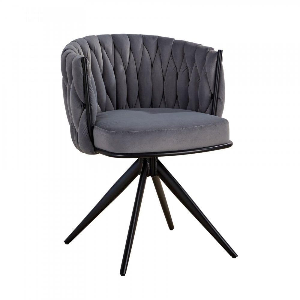 Reno Curved Back Grey Velvet Accent Chair
