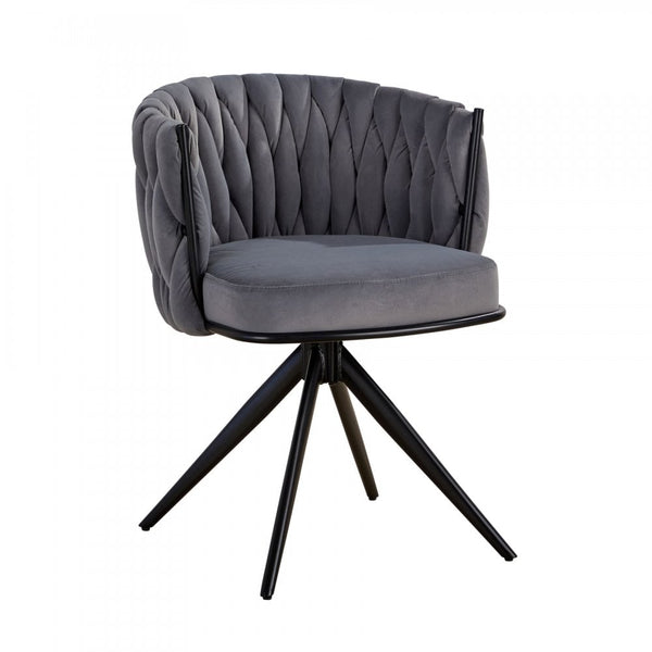 Reno Curved Back Grey Velvet Accent Chair