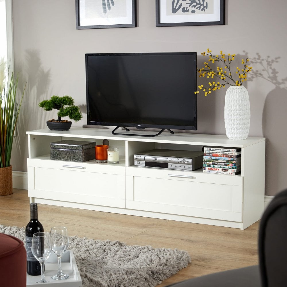 Latham 2 Drawer White TV Stand