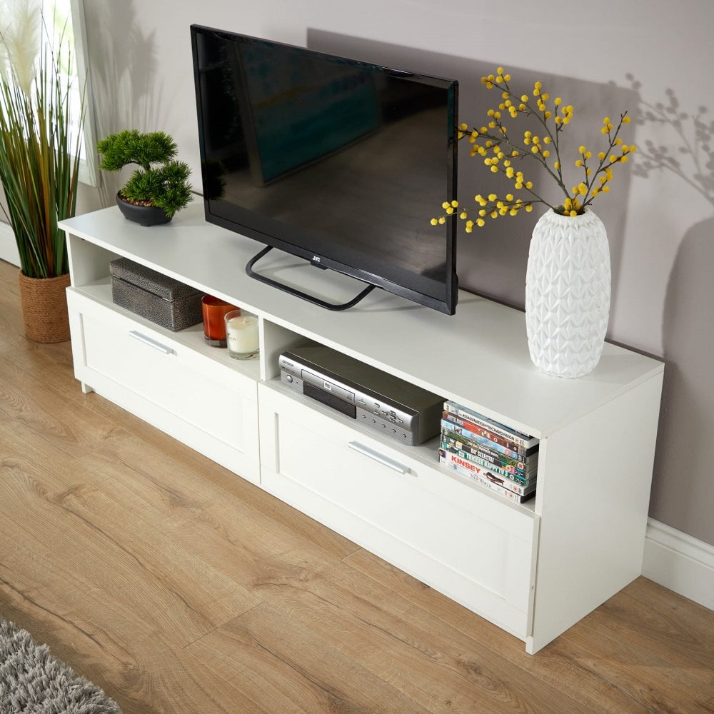 Latham 2 Drawer White TV Stand