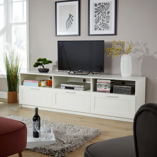 Latham 3 Drawer TV Stand White