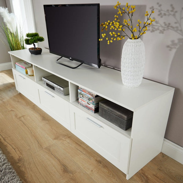 Latham 3 Drawer TV Stand White