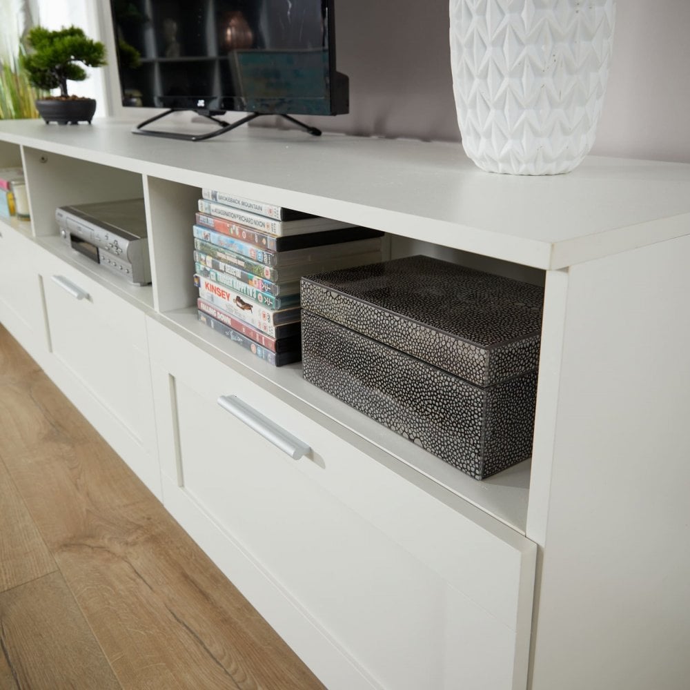 Latham 3 Drawer TV Stand White
