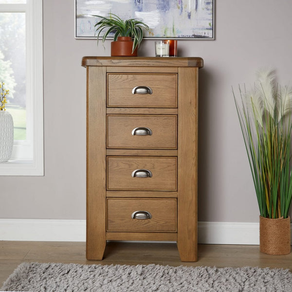 Holcombe Smoked Oak Chest of 4 Drawers Fully Assembled