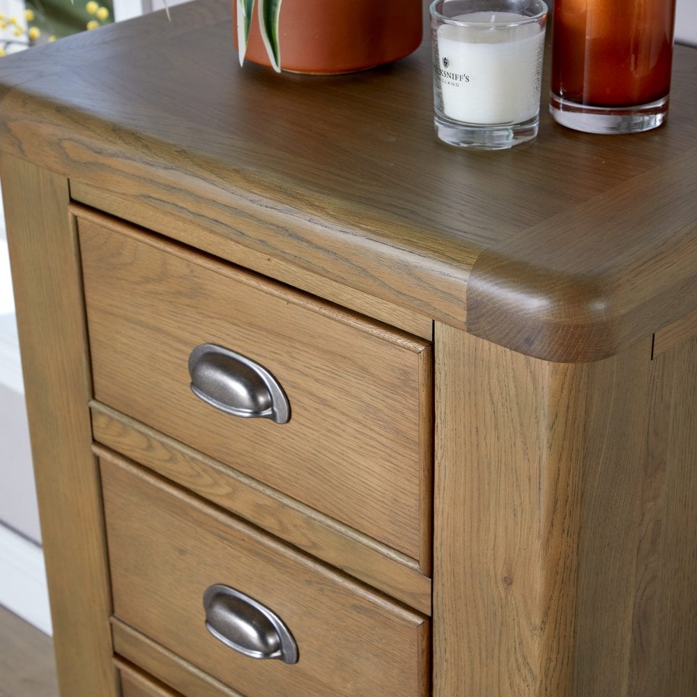 Holcombe Smoked Oak Chest of 4 Drawers Fully Assembled