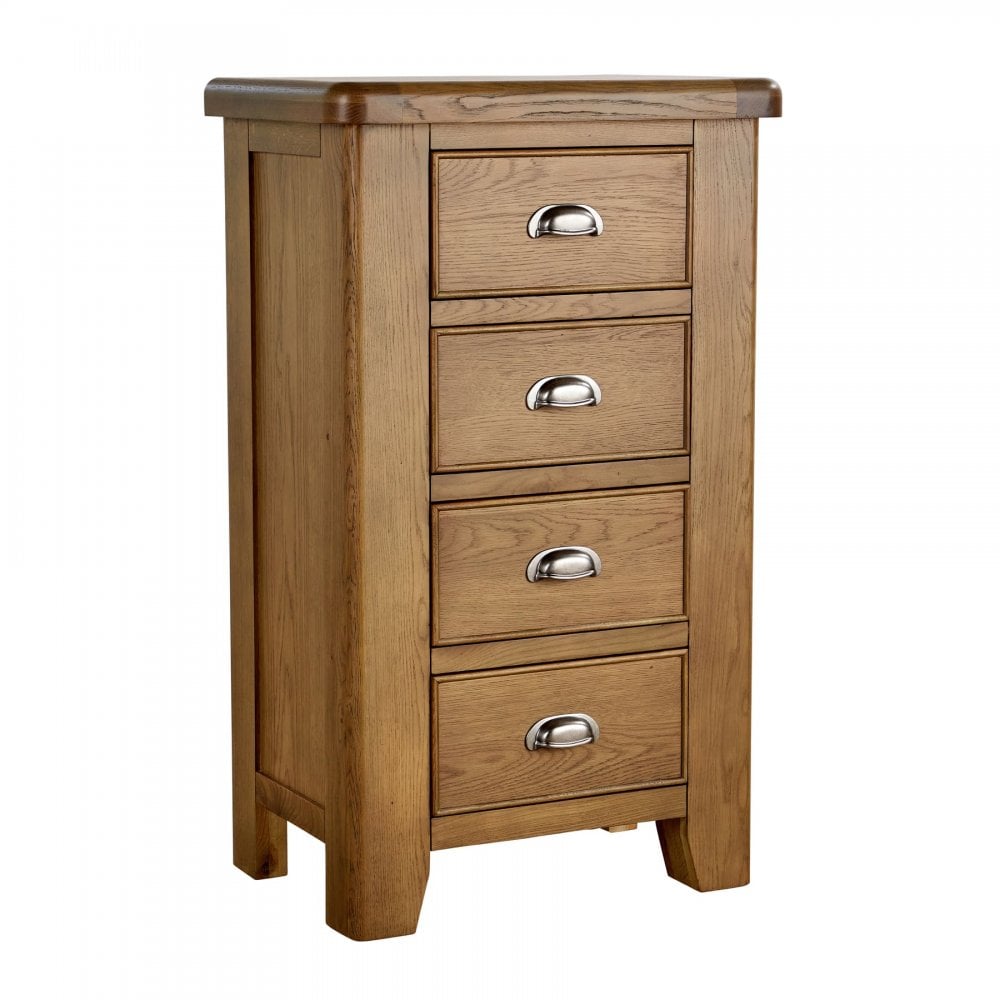 Holcombe Smoked Oak Chest of 4 Drawers Fully Assembled