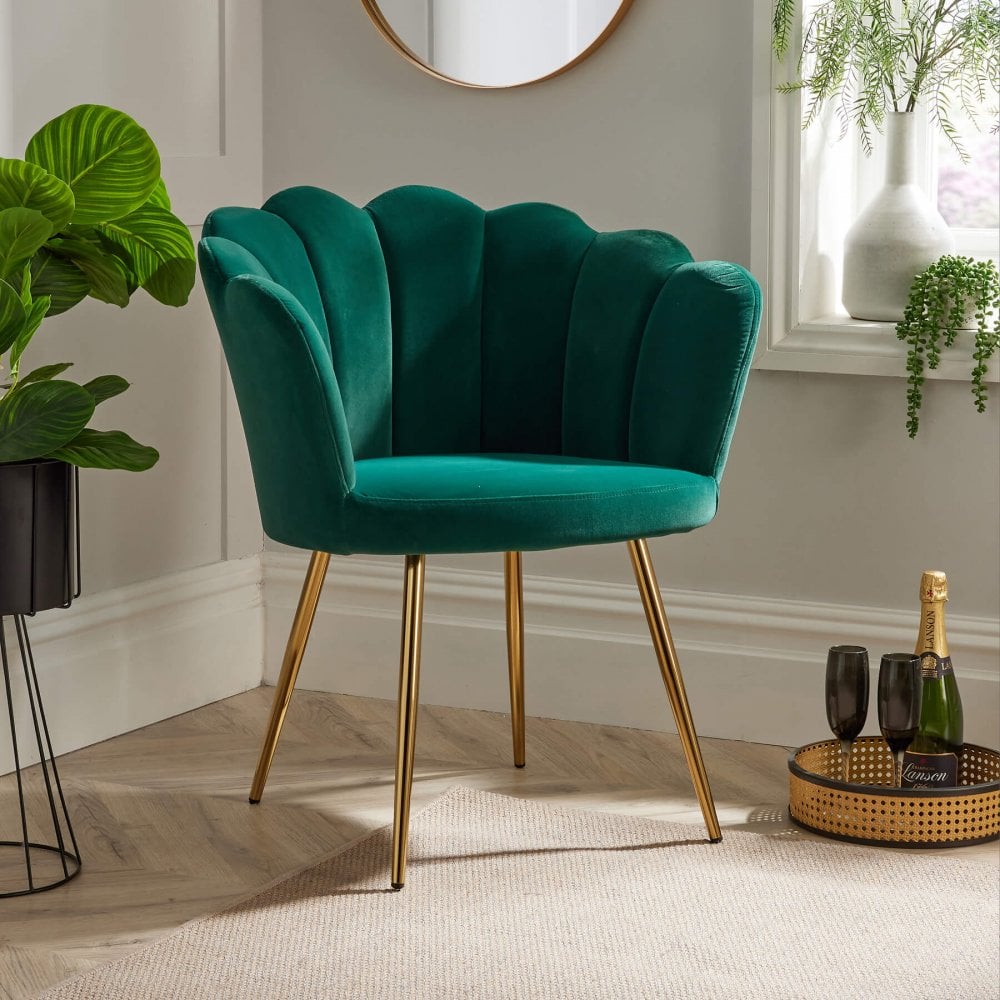 Compact Scallop Armchair with Metal Legs