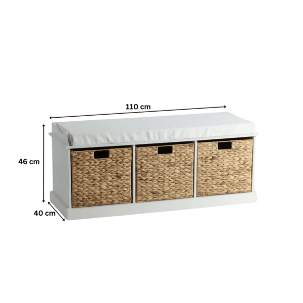 Lapworth 3 Drawer Hallway Storage Bench White