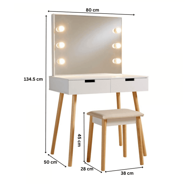 Hollywood White Vanity Dressing Table Set