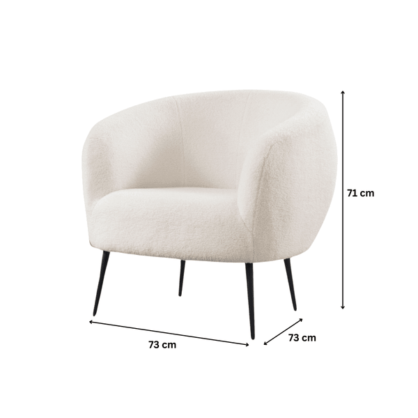 Elko Round Back White Faux Fur Chair