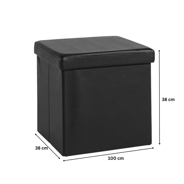 Black Square Folding Ottoman