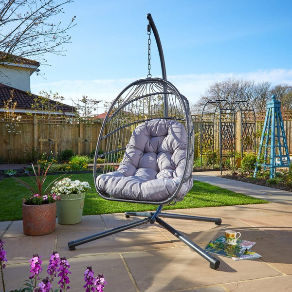 Breeze Grey Cushioned Hanging Egg Chair