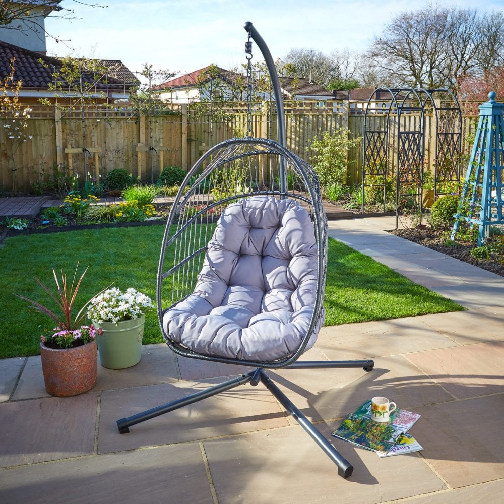 Breeze Grey Cushioned Hanging Egg Chair