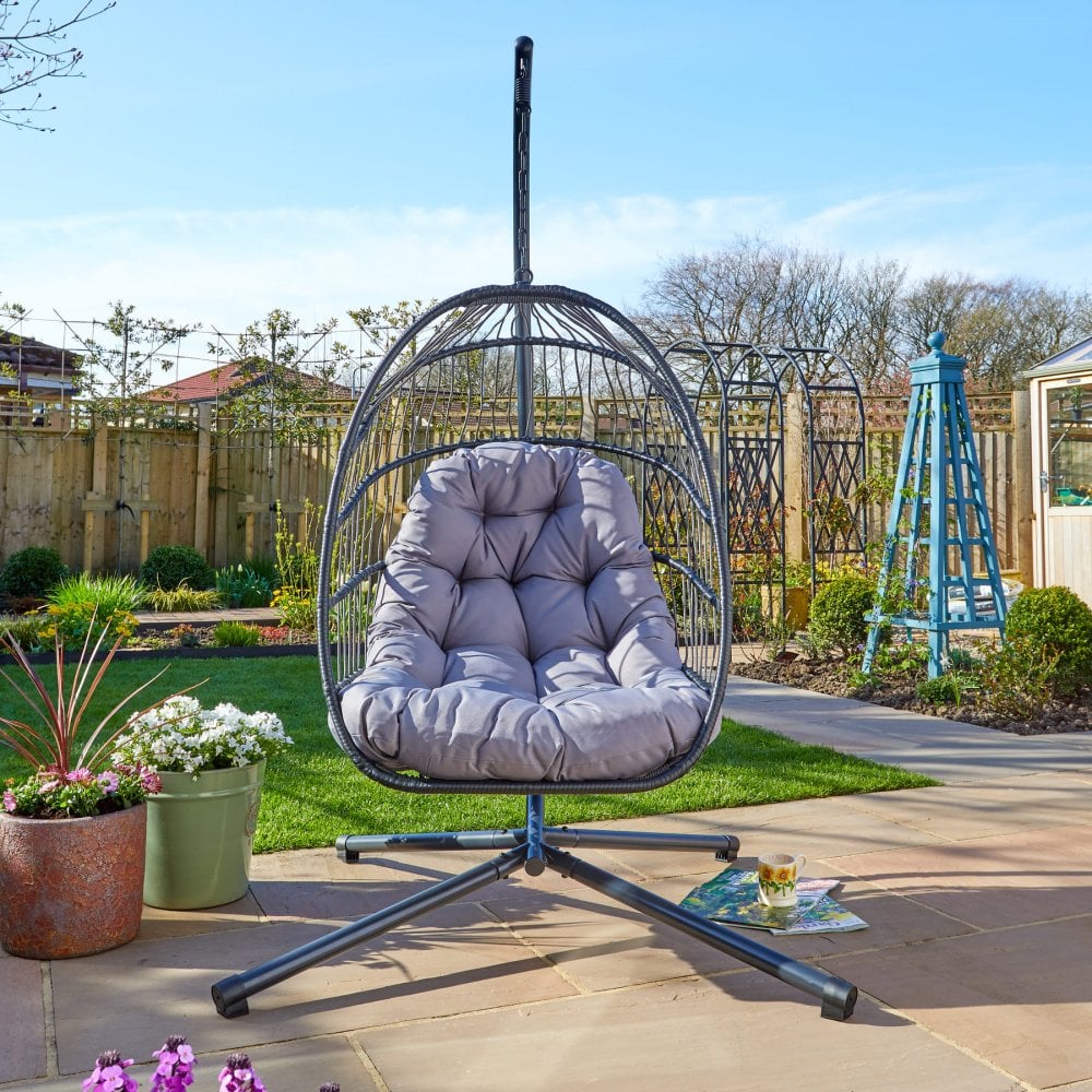 Breeze Grey Cushioned Hanging Egg Chair