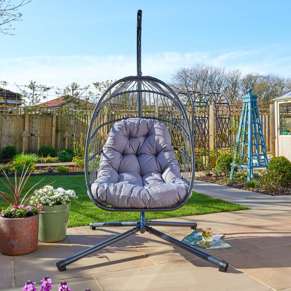 Breeze Grey Cushioned Hanging Egg Chair