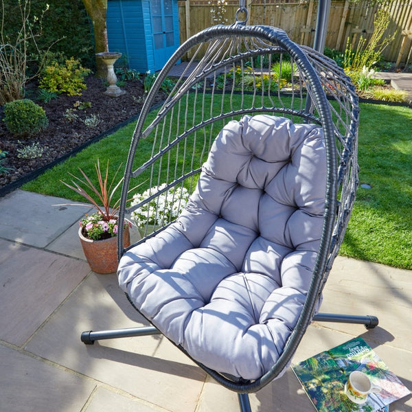 Breeze Grey Cushioned Hanging Egg Chair