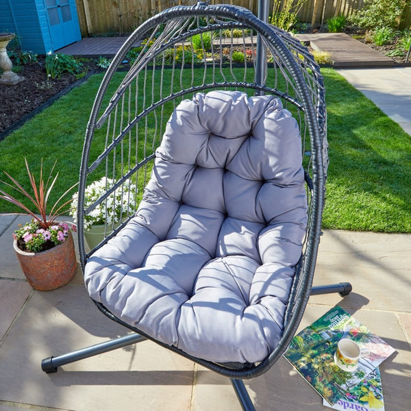 Breeze Grey Cushioned Hanging Egg Chair