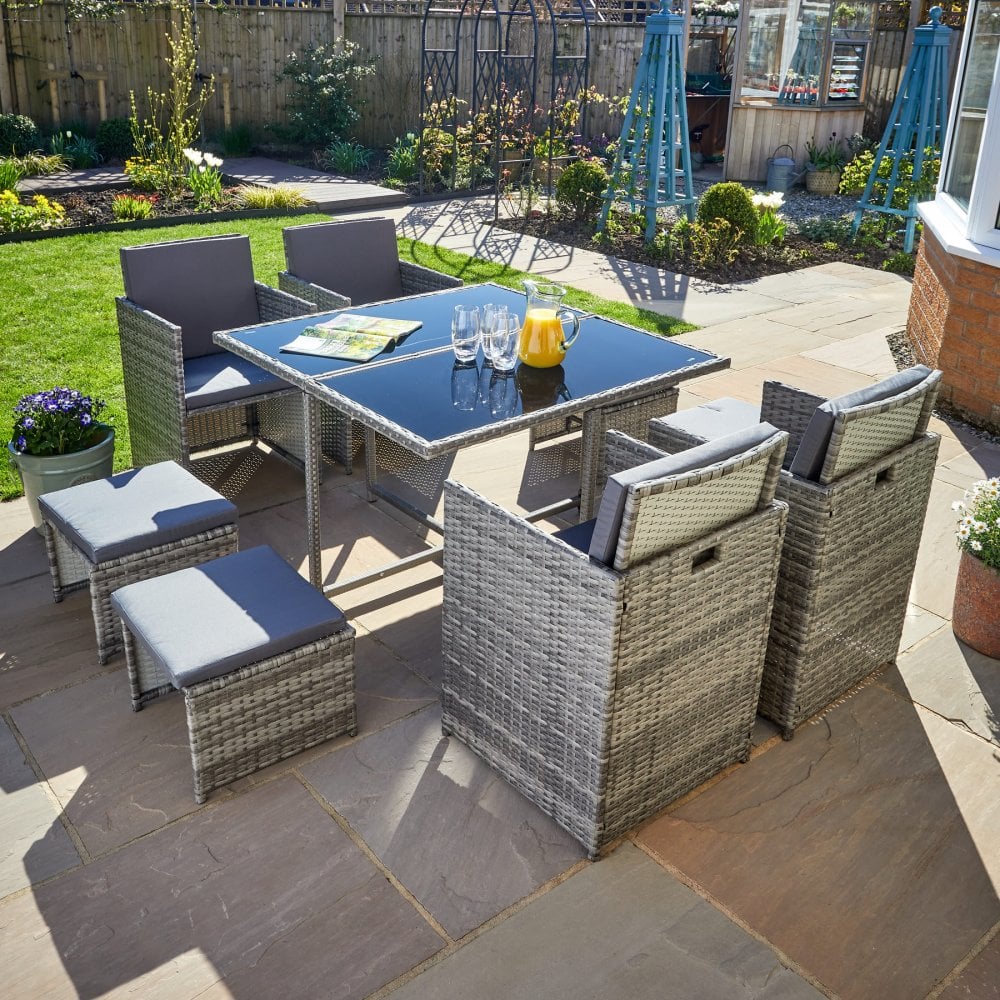 Pebble 9pc Modular Rattan Garden Set