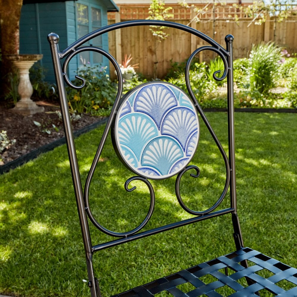 Ocean Mosaic Bistro Set with Folding Chairs